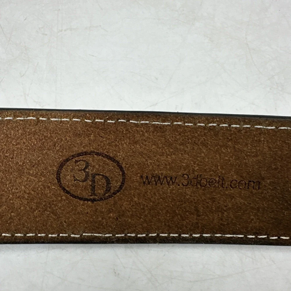 3D Genuine Hand Tooled Leather Cowhide Hair On Cross Western Belt Size 34